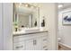 Bathroom featuring white vanity with marble countertop, modern fixtures, and recessed lighting at 563 Midway Trak # K102, Ocala, FL 34472