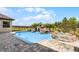 An aerial view of a private pool with a rock waterfall and jacuzzi for serene outdoor enjoyment at 9019 Tower Pine Dr, Winter Garden, FL 34787