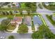 Aerial view of a neighborhood highlighting the landscaped yards and street layout at 903 Tramells Trl, Kissimmee, FL 34744