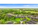 An aerial view shows lush backyard and manicured lawns at 1035 Stoney Creek Dr, Lakeland, FL 33811