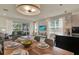 Bright living area with dining table, comfortable seating, and sliding glass doors leading to the patio at 17441 Hidden Forest Dr, Clermont, FL 34714