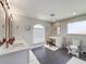 Bright updated bathroom with dual sinks, great natural light, and makeup vanity at 224 Hammock Dunes Pl, Orlando, FL 32828