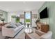 Bright open-plan living room with comfortable seating, a dining area and an view of the green backyard at 3348 Thicket St, Tavares, FL 32778
