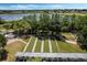 Aerial view of the community bocce ball courts and surrounding recreational areas at 4830 Summerbridge Cir, Leesburg, FL 34748