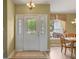Bright and inviting foyer featuring a decorative front door with sidelights and tile flooring at 4830 Summerbridge Cir, Leesburg, FL 34748