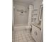 Stylish bathroom featuring a shower-tub, vanity with granite countertop, and modern fixtures at 651 Oak Hollow Way, Altamonte Springs, FL 32714