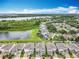 Beautiful aerial view of a neighborhood with houses surrounding a lake and lush greenery at 6947 Cucamelon Ct, Windermere, FL 34786