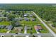 An aerial view of a neighborhood showcasing a variety of homes amidst green lawns and tree lined streets at 856 Mendoza Dr, Kissimmee, FL 34758