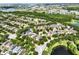 A picturesque aerial view of a community with manicured lawns, mature trees, and serene lakes at 15613 Camp Dubois Cres, Winter Garden, FL 34787