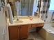 Bathroom vanity with sink, storage cabinets, and a mirror, near a bathtub and shower at 2474 Cimmaron Ash Way, Apopka, FL 32703