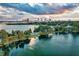 Breathtaking aerial view of Orlando featuring a tranquil lake and stunning skyline backdrop at 3007 Knollwood Cir, Orlando, FL 32804
