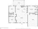Floor plan of the home showing the layout of the bedrooms, bathrooms, kitchen, and living spaces at 395 Alcazar Ave, De Leon Springs, FL 32130