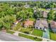 Aerial view of single-Gathering home with a lush green lawn and mature trees, in a quiet, friendly neighborhood at 4133 Cepeda St, Orlando, FL 32811