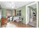 Sun room with tiled floors, ceiling fan, table, and chairs with a leafy design at 4133 Cepeda St, Orlando, FL 32811