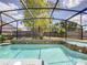 The screened-in pool and spa overlook the backyard at 10360 Crystal Point Dr, Orlando, FL 32825