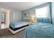 Bright bedroom with twin beds, soft blue bedding, and a large window at 1521 Flange Dr, Davenport, FL 33896
