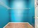 Bright blue walk-in closet with white wire shelving and neutral carpet at 15822 Woodland Spring Ct, Orlando, FL 32828