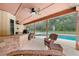 Relaxing patio features a covered area, outdoor kitchen, and view of the sparkling pool and backyard at 2180 Captain Dr, Deltona, FL 32738