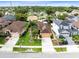 Aerial view of a beautiful residential neighborhood featuring well-maintained homes, green lawns and mature palm trees at 3224 Holland Dr, Orlando, FL 32825