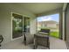 Comfortable screened patio with stylish furniture set and peaceful view at 336 Pelham Park Dr, Deland, FL 32720