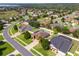 Aerial view of a neighborhood featuring well-manicured lawns and tree-lined streets at 3562 Foxchase Dr, Clermont, FL 34711