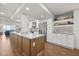 Beautiful kitchen featuring a large island, stainless steel appliances, and stylish coastal-themed decor at 4621 S Atlantic Ave # 7202, Port Orange, FL 32127