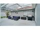 Covered outdoor patio featuring modern furniture, a grill, and a sliding glass door to the home at 611 Jura Ln, Kissimmee, FL 34759