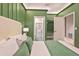 Relaxing bedroom with green walls, accent lighting, and en-suite bathroom at 10293 Ebb Tide Ln, Orlando, FL 32821