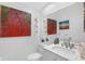 Stylish bathroom featuring a single sink vanity with marble counter and decor at 16120 Bristol Lake Cir, Orlando, FL 32828