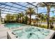 Screened-in pool and spa with tropical landscaping, creating a private backyard oasis at 16120 Bristol Lake Cir, Orlando, FL 32828