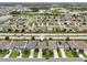 Aerial view of a residential area with houses and a pond at 16440 Centipede St, Clermont, FL 34714