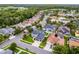 An aerial view captures the neighborhood's lush greenery and well-maintained houses, creating a serene suburban setting at 201 Hammock Dunes Pl, Orlando, FL 32828