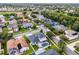 Aerial view of a neighborhood featuring homes with swimming pools and mature landscaping at 201 Hammock Dunes Pl, Orlando, FL 32828