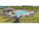 Community pool featuring lounge chairs, umbrellas, and palm trees at 1614 Teagan Ln, Winter Haven, FL 33884