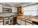 Kitchen with white cabinets, stainless steel appliances, and a double sink under a window at 2112 Plymouth Sorrento Rd, Apopka, FL 32712