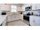 Modern kitchen featuring stainless steel appliances, white cabinetry, and a sleek countertop at 224 Nine Iron Dr, Davenport, FL 33896