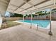 A covered patio offers a shaded view of the pool and backyard, perfect for relaxation at 2710 Wyndham Ln, Orlando, FL 32808