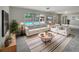 Bright living room featuring stylish furniture, a decorative rug, and a view of the pool at 2710 Wyndham Ln, Orlando, FL 32808