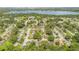 Expansive aerial view of a residential neighborhood with lush greenery and a lake in the background at 436 Azores Ave, Orlando, FL 32811