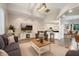 Cozy living room featuring neutral tones, modern furnishings, and an open bar area at 6609 Crenshaw Drive, Orlando, FL 32835