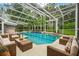 Beautiful screened pool with patio seating and lush landscaping for outdoor enjoyment at 6609 Crenshaw Drive, Orlando, FL 32835