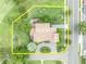 Aerial view highlighting property lines, house, and surrounding landscaping at 922 N Pennsylvania Ave, Winter Park, FL 32789
