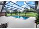 Relax by the pool, a focal point of the screened-in outdoor space, offering a serene view of the backyard at 104 Amberwood Ct, Longwood, FL 32779