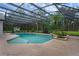A screened pool and spa surrounded by lush landscaping at 15038 Willow Ln, Tavares, FL 32778