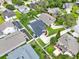 Aerial view of property showcasing the backyard, landscaping, and driveway within a residential neighborhood at 1706 Terra Cota Ct, Orlando, FL 32825