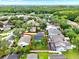 An aerial image of a home with property lines highlighted in red, surrounded by trees and neighboring houses at 1706 Terra Cota Ct, Orlando, FL 32825
