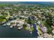 Scenic aerial of waterfront homes with pools and boat docks, nestled along a beautiful lake and tree-lined streets at 213 N Monterey Isle, Longwood, FL 32779