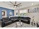 Comfortable living room with a large sectional sofa, stylish decor, and views of the pool area through a window at 2390 Standing Rock Cir, Oakland, FL 34787