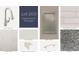 Selection of interior finishes includes cabinets, countertop, backsplash, tile, carpet, paint, faucet, and hardware samples at 2642 Great Heron Ave, St Cloud, FL 34773