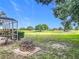 Spacious backyard featuring a custom fire pit and views of the adjacent golf course at 36730 Oconee Ave, Eustis, FL 32736